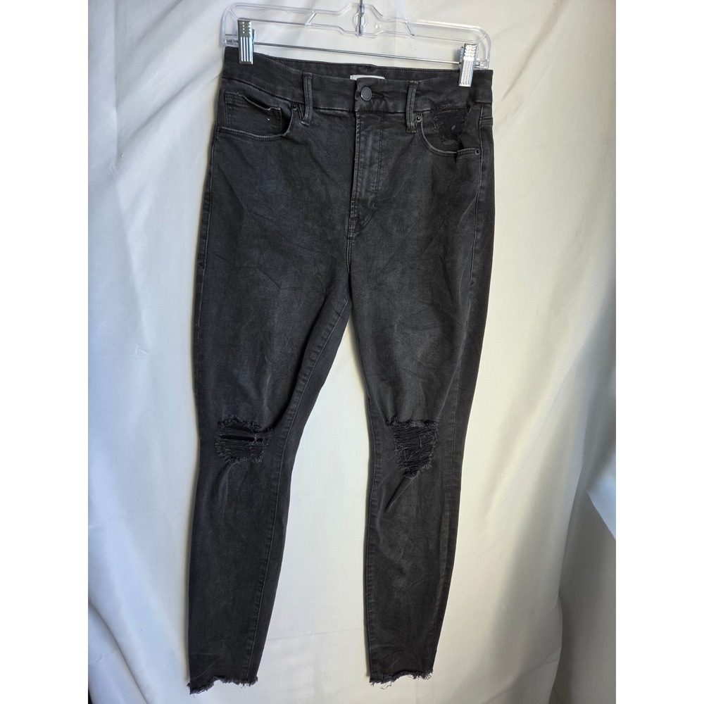Good American Good Legs Jeans Womens Grey Faded Skinny High Rise Tapered